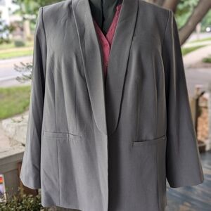 Calvin Klein Charcoal Blazer with Pink Accent